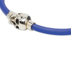 Alexander McQueen Men's Rubber Cord Skull Bracelet in Electric Blue/Silver