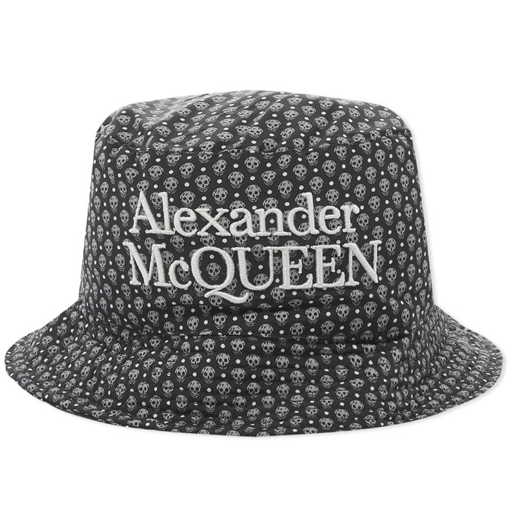 Photo: Alexander McQueen Men's Polka Dots Skulls Bucket Hat in Black/Medium Grey