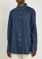 Another Tomorrow Chambray Denim Shirt Dark Blue