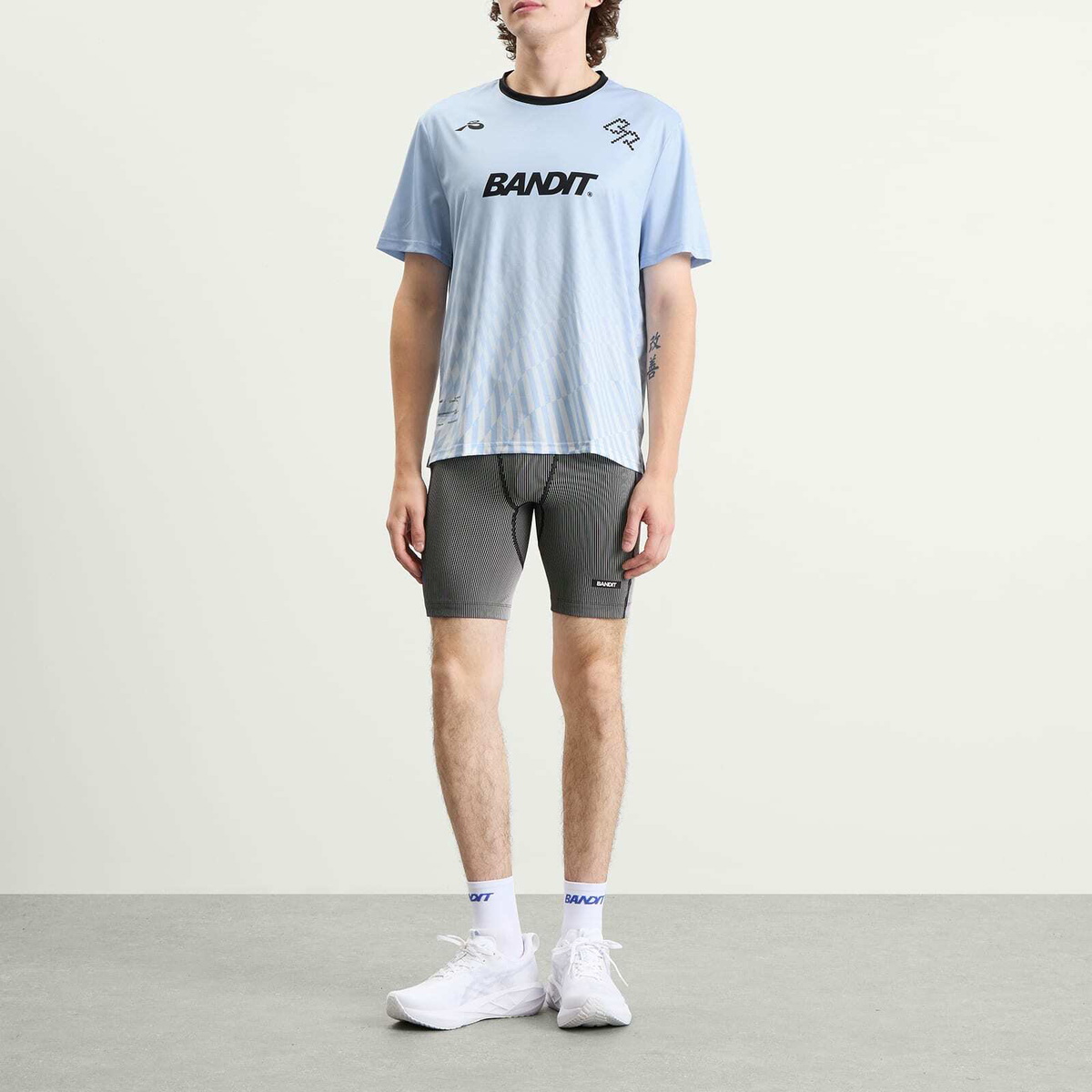 Bandit Men's Drift SS Printed Performance T-Shirt in Undulating Gradient Check/Breeze Blue/Light Breeze Blue