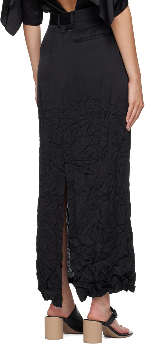 MM6 Maison Margiela Black Crinkled Maxi Skirt