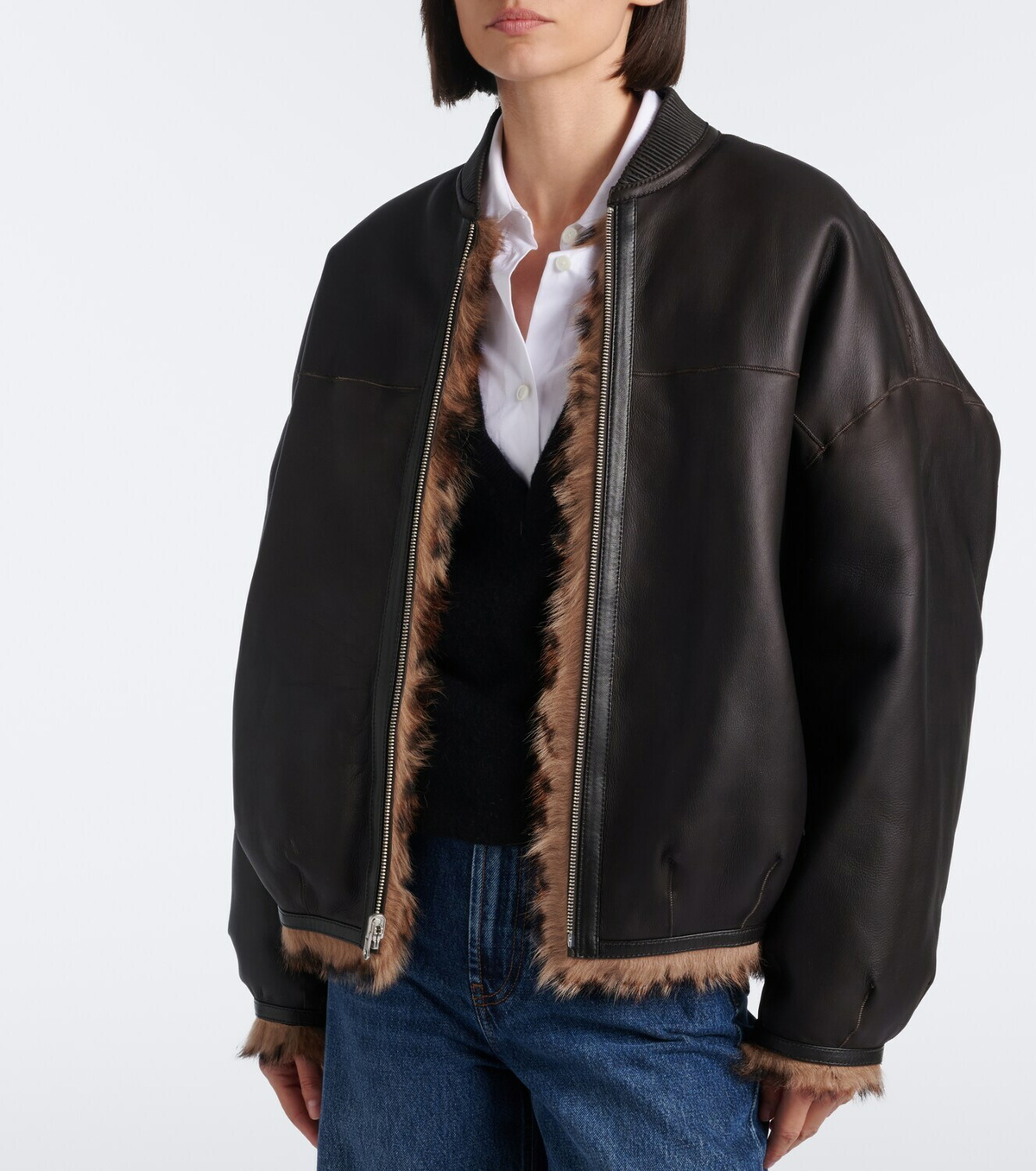 Arma Violet reversible shearling bomber jacket