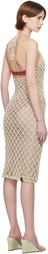 Isa Boulder SSENSE Exclusive Beige High Halter Neck Midi Dress