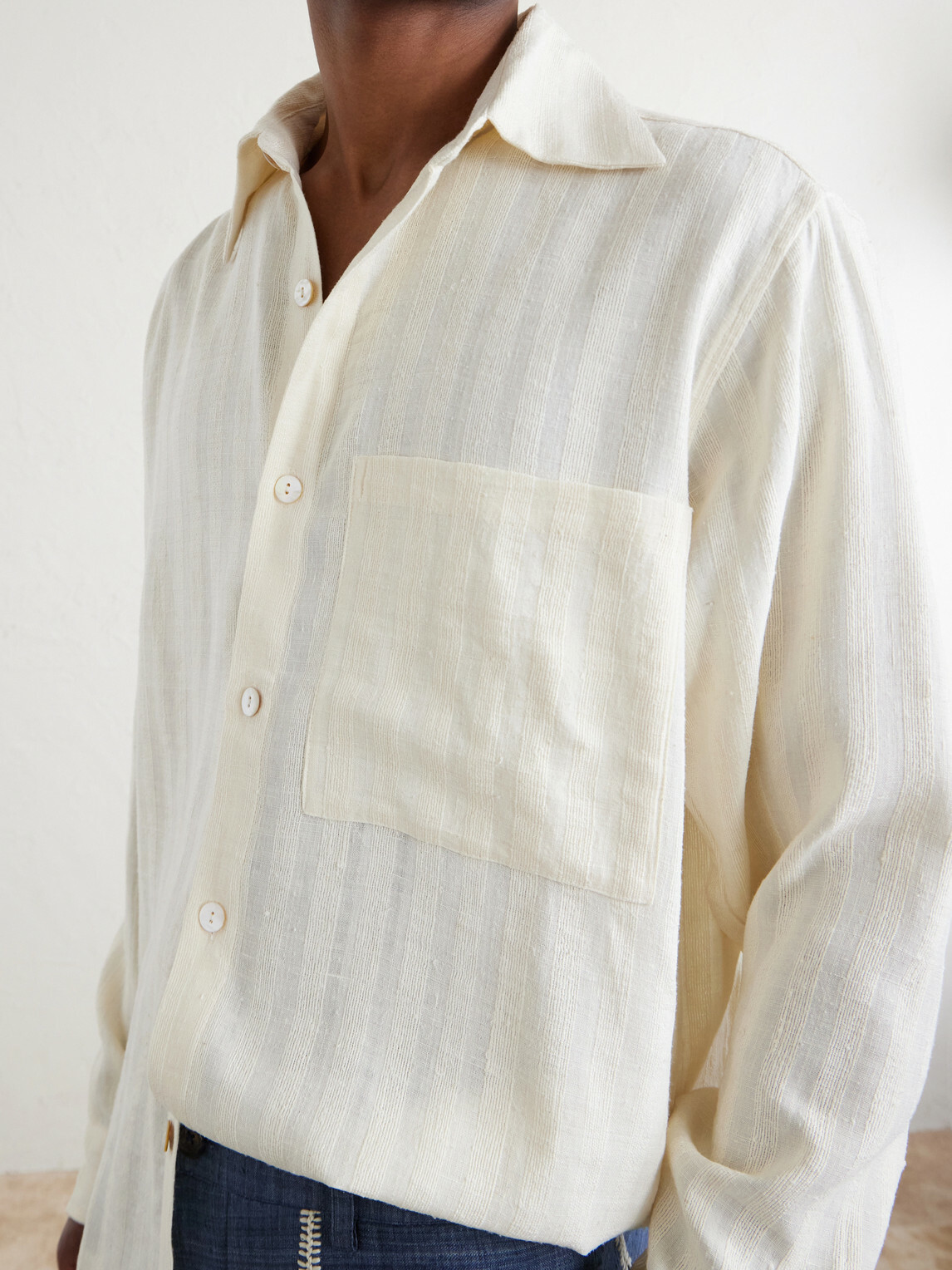 Kartik Research - Pataudi Striped Silk Shirt - White