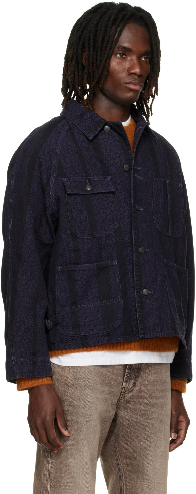 NEEDLES Black Python Jacquard Short Denim Jacket