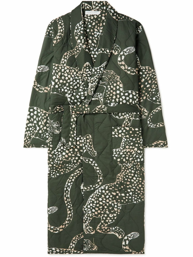 Photo: Desmond & Dempsey - Quilted Printed Cotton Robe - Green