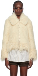 lesugiatelier Off-White Paneled Faux-Fur Jacket