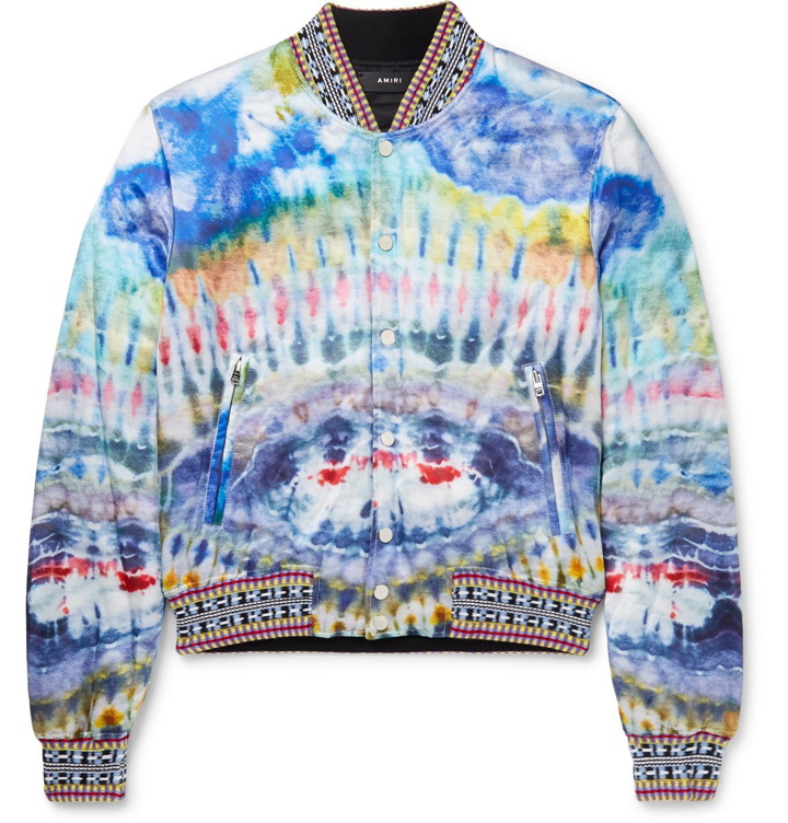 Photo: AMIRI - Tie-Dyed Satin Bomber Jacket - Blue