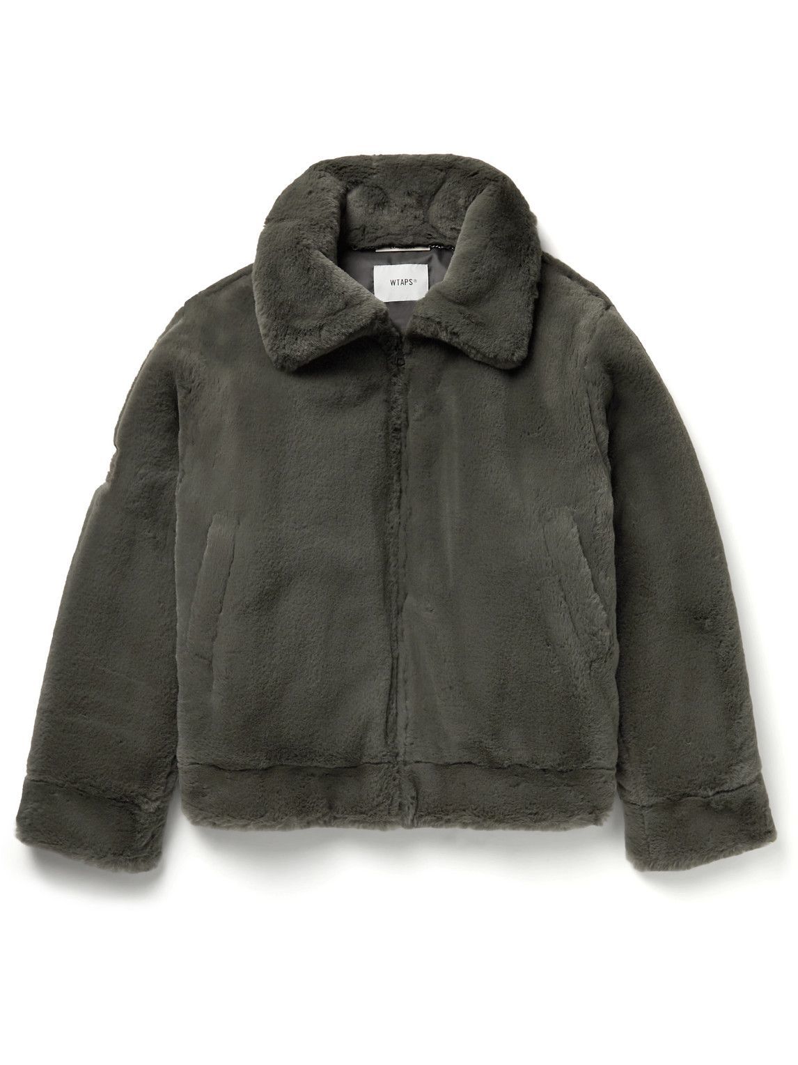 WTAPS - Logo-Appliquéd Faux Fur Coat - Gray WTAPS