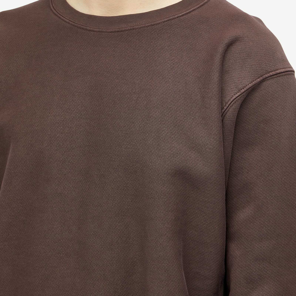 Les Tien Men's Heavyweight Crop Crew Sweat in Washed Brown Fig