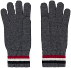 Moncler Gray Tricolor Knit Gloves