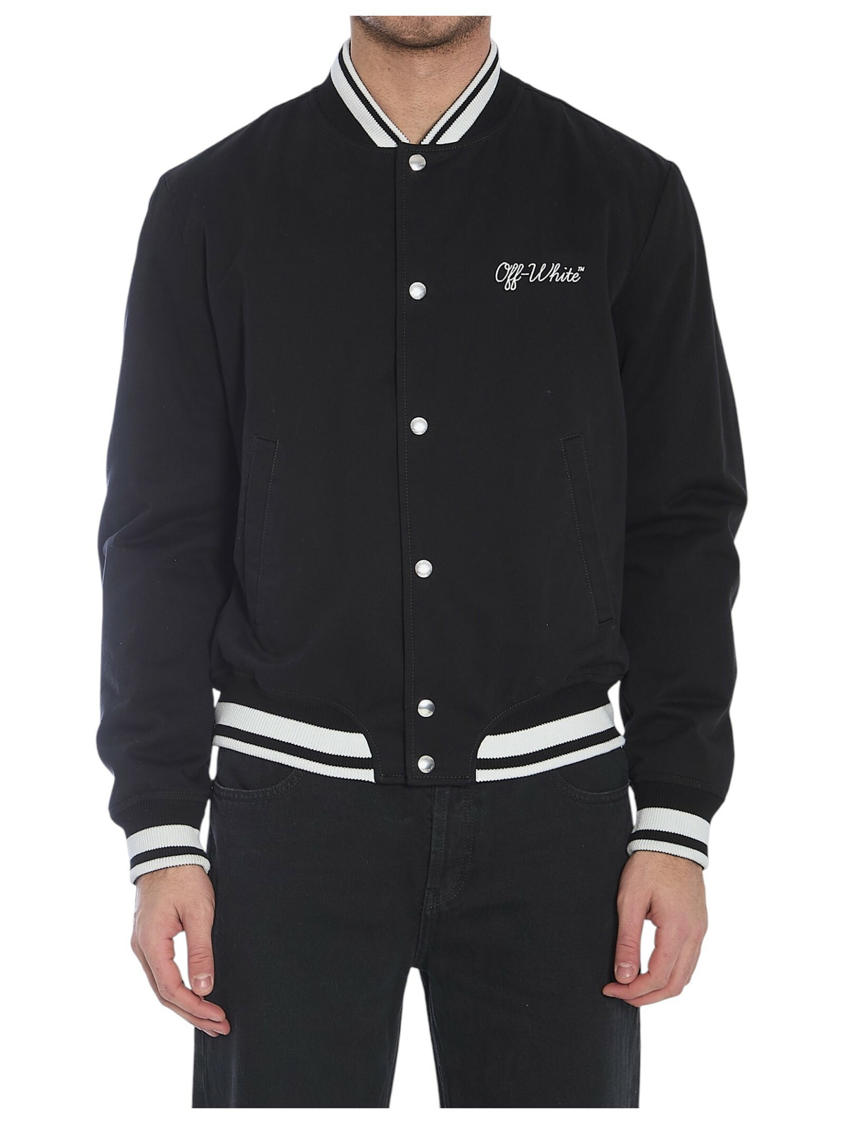 OFF-WHITE lea varsity bomber jacket White Off-White