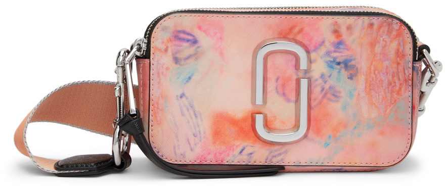 Marc Jacobs Pink, Black, Orange And Grey Leather The Snapshot Crossbody Bag  In Candy Pink Multi