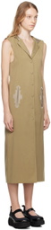 OPEN YY Beige Zip Hood Midi Dress