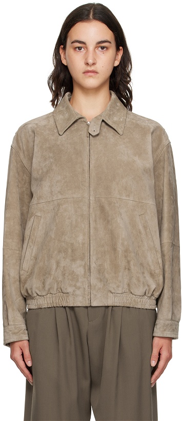 Photo: The Row Beige Roanna Leather Jacket