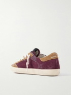 Golden Goose - Super-Star Distressed Leather-Trimmed Suede Sneakers - Burgundy