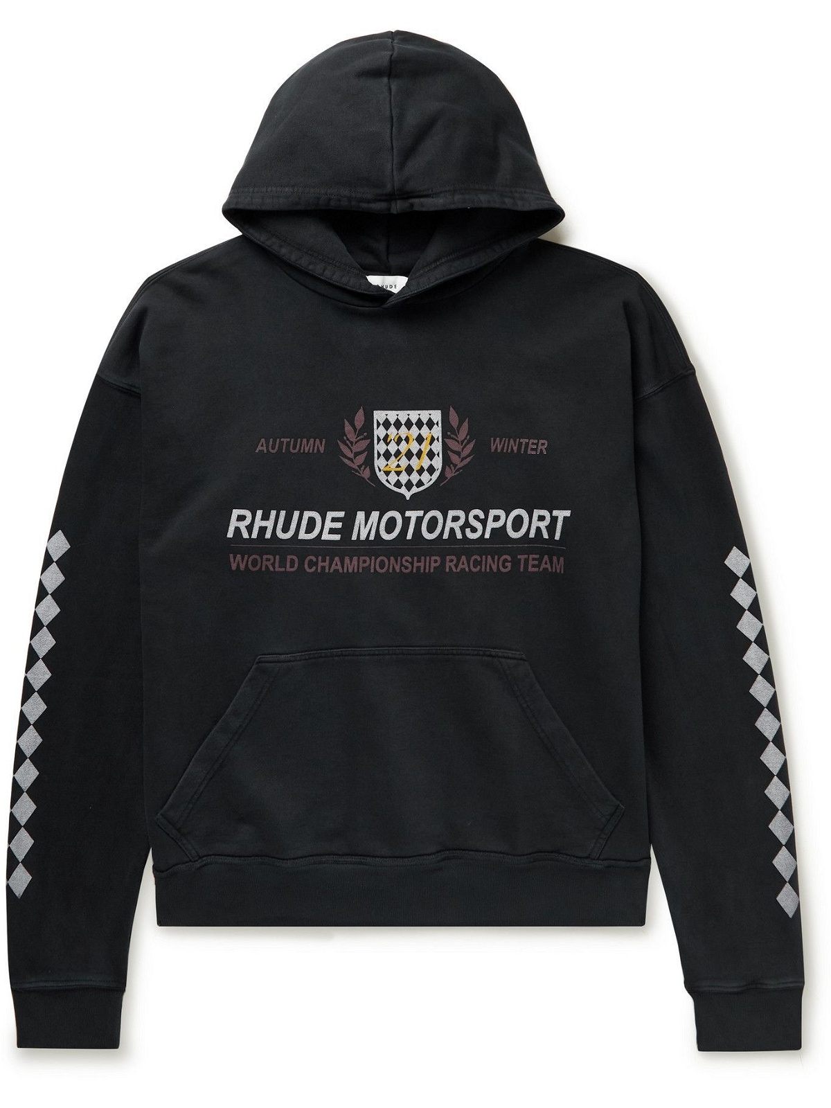 Photo: Rhude - Logo-Print Cotton-Jersey Hoodie - Black