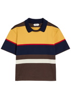 Versace Logo-embroidered Striped Cotton Polo T-shirt Brown