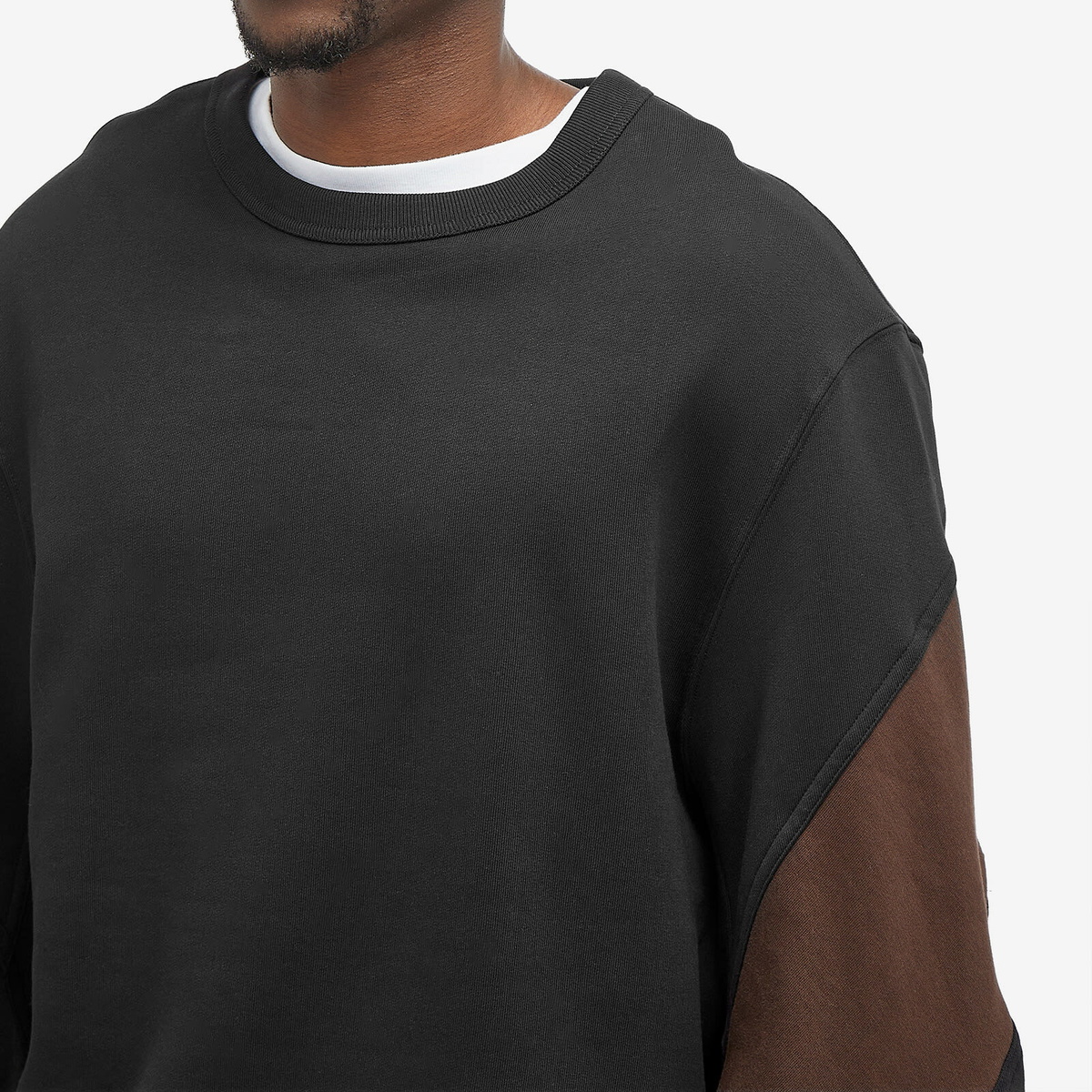 Dries Van Noten Men's Handy Panel Sleeve Crew Sweatshirt in Black