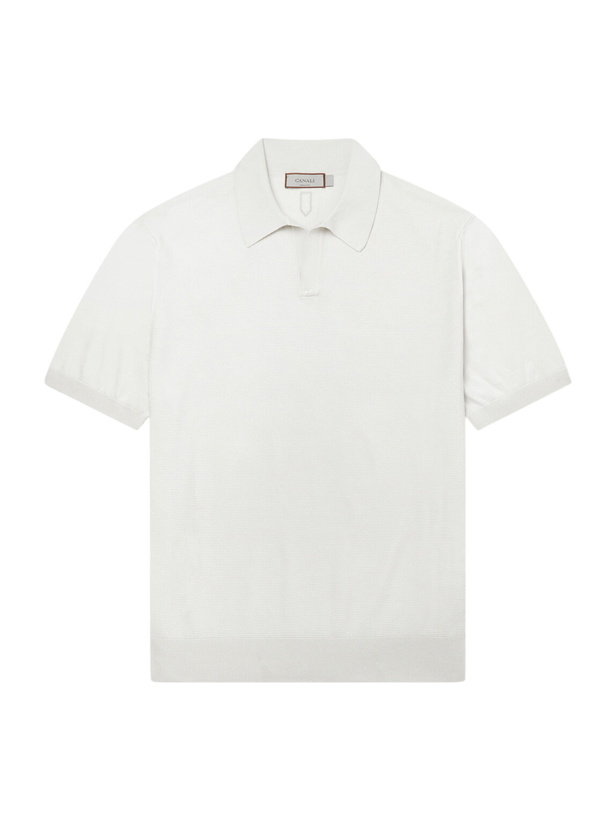 Photo: Canali - Cotton and Silk-Blend Polo Shirt - Neutrals