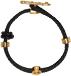 Versace Black Braided Safety Pin Bracelet