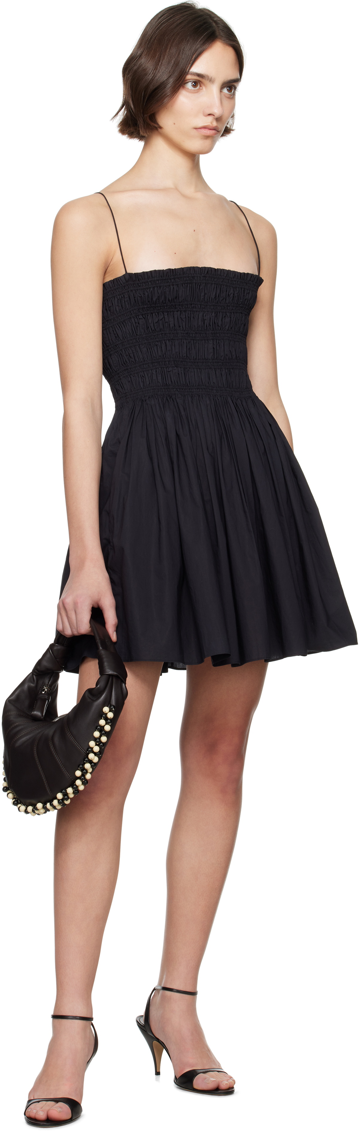 Matteau Black Shirred Bodice Minidress