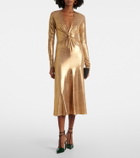 Roberto Cavalli Embellished snake-print midi dress