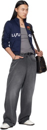LU'U DAN Navy Shrunken Track Jacket
