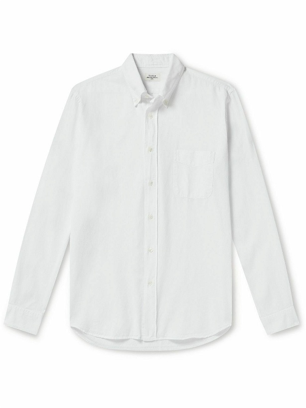 Photo: Hartford - Pitt Button-Down Collar TENCEL™ Lyocell, Cotton and Linen-Blend Twill Shirt - White