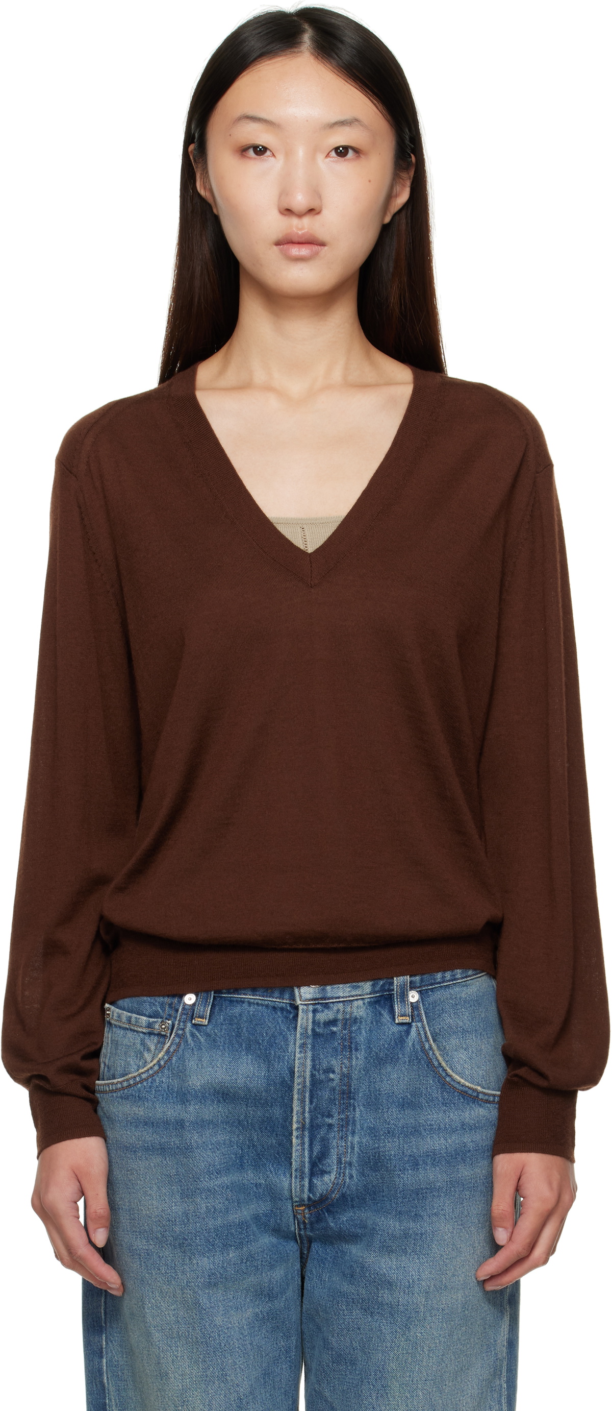 Loulou de Saison Brown Julio Cashmere Sweater