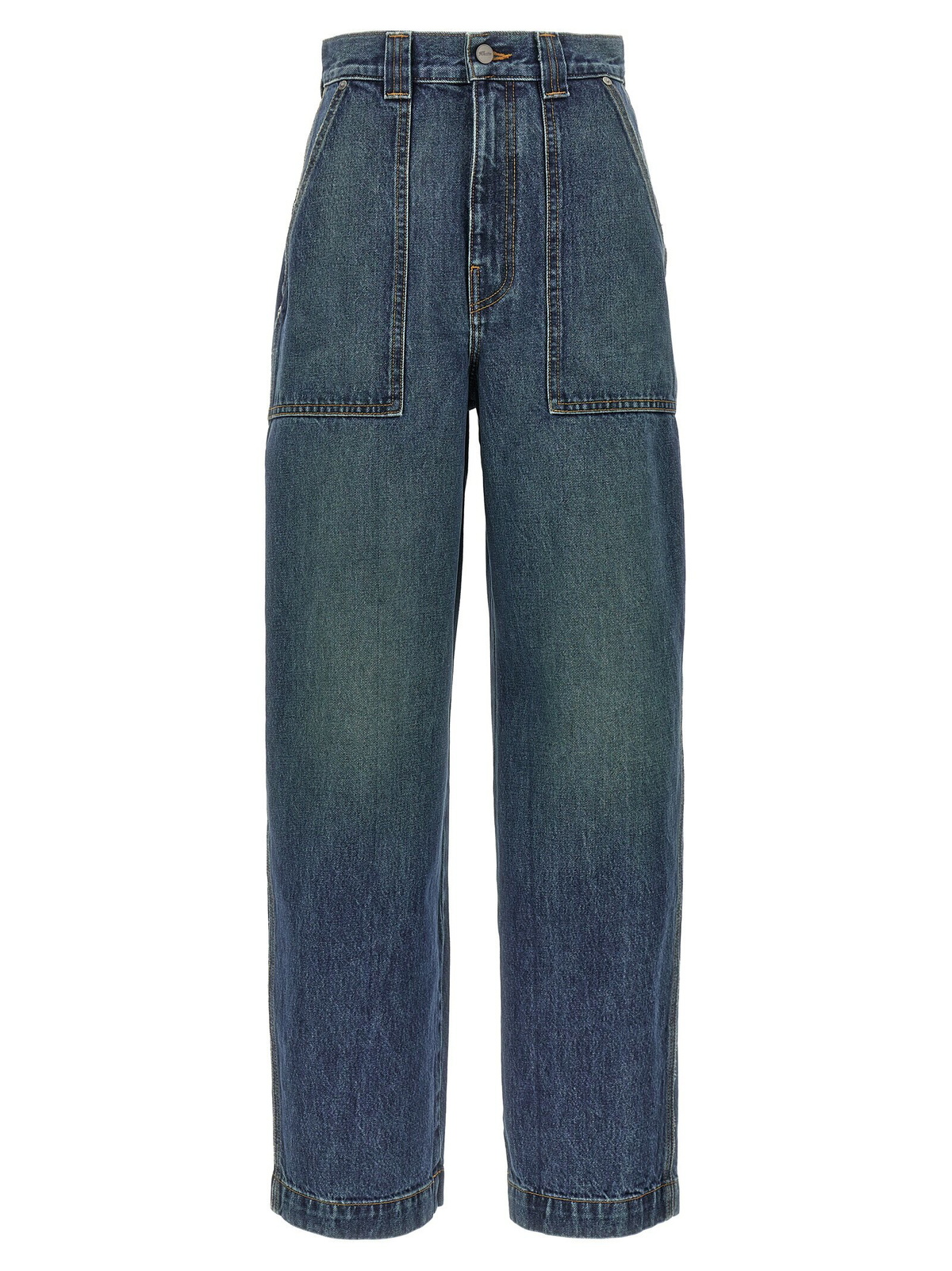 Khaite Blue Vanessa High-Rise Straight Jeans Khaite