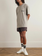 FEAR OF GOD ESSENTIALS - Straight-Leg Logo-Appliquéd Shell Drawstring Shorts - Purple