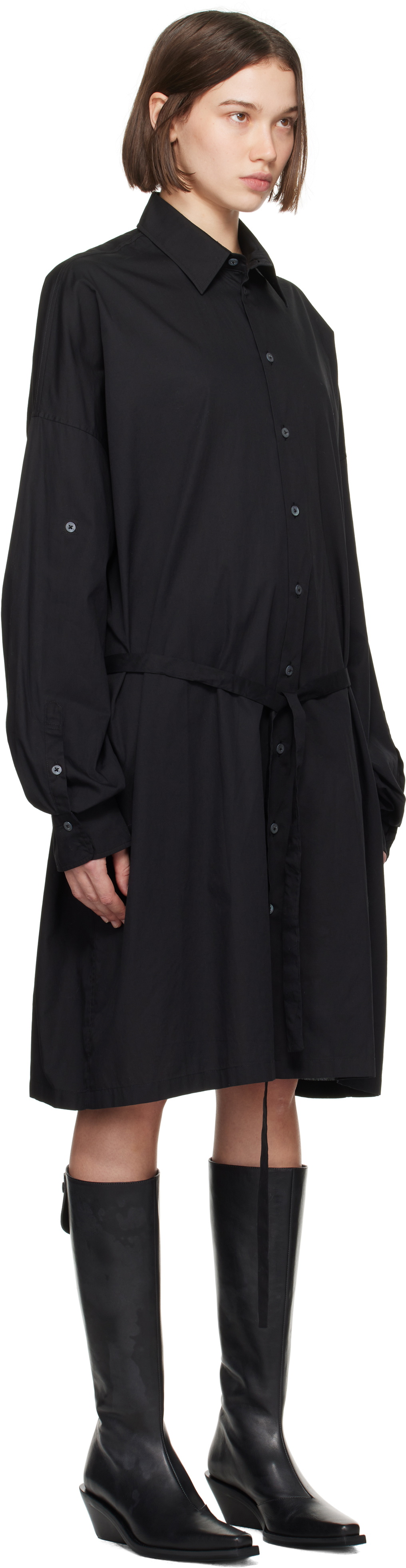 Ann Demeulemeester Black Slouchy Shirt Midi Dress