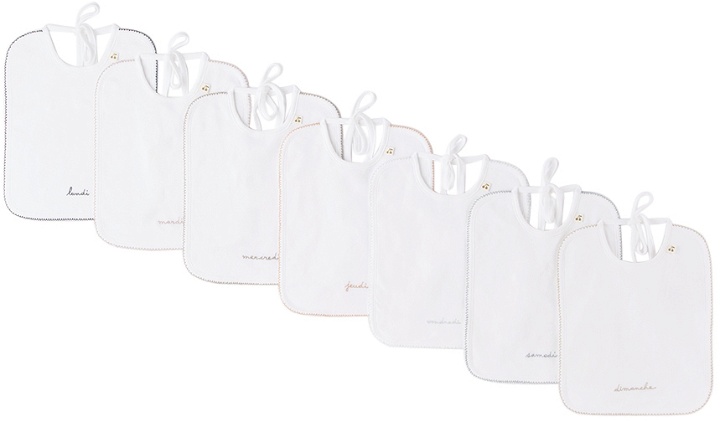 Photo: Bonpoint Baby Seven-Pack White '7 Days Of The Week' Bibs