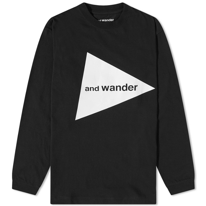 Photo: And Wander Men's Logo Long Sleeve T-Shirt in Black