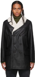 Yves Salomon Black Shearling Pea Coat