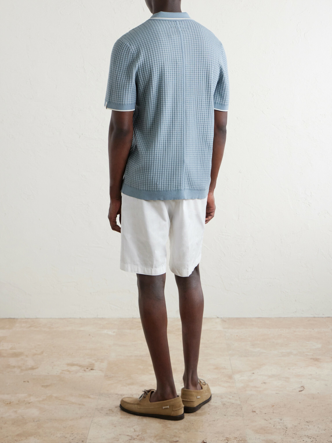 Rag & Bone - Harvey Ribbed Cotton-Blend Polo Shirt - Blue