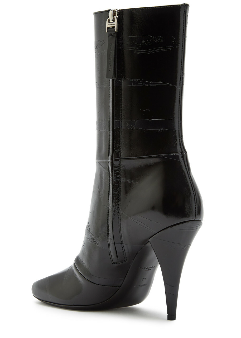 Givenchy Sliced 95 Glossed Leather Ankle Boots Black