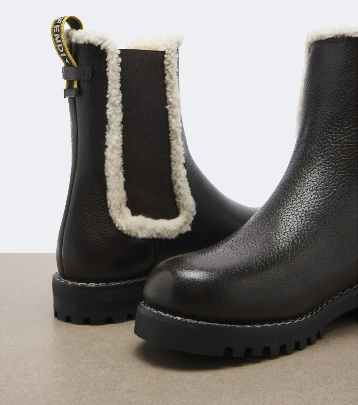 Fendi Shearling-trimmed leather Chelsea boots