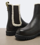Fendi Shearling-trimmed leather Chelsea boots