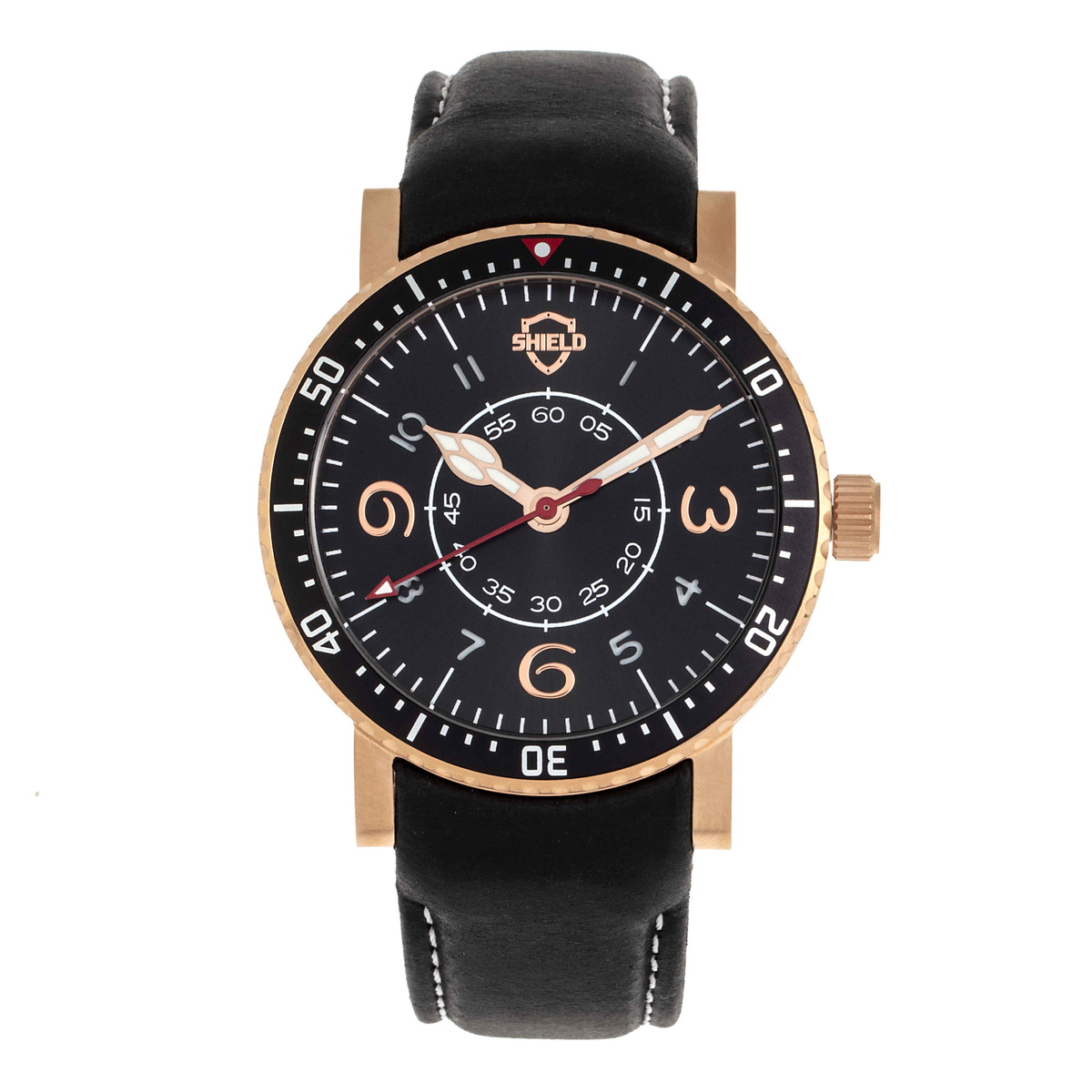 Shield Gilliam Quartz Black Dial Black Leather Mens Watch SLDSH100-4