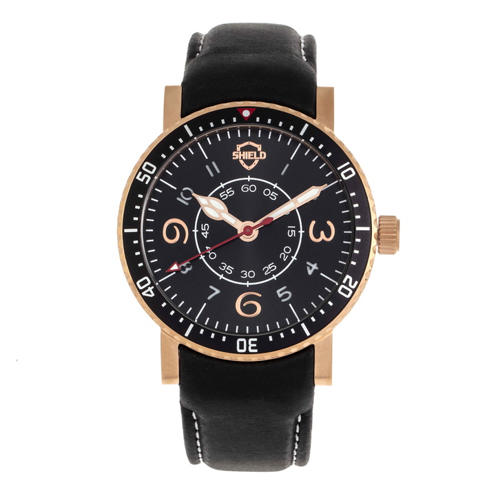 Photo: Shield Gilliam Quartz Black Dial Black Leather Mens Watch SLDSH100-4