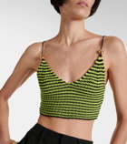 Loewe Striped knitted cotton-blend crop top