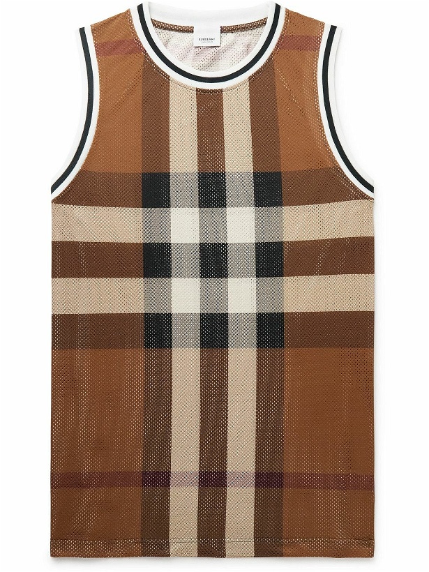 Photo: Burberry - Checked Mesh Tank Top - Brown