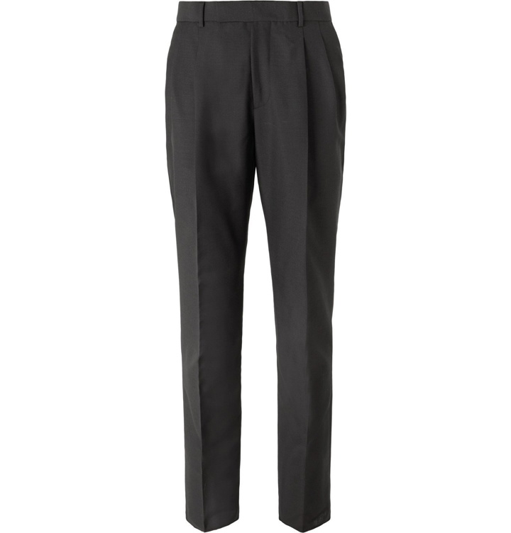 Photo: Alexander McQueen - Black Slim-Fit Pleated Wool and Mohair-Blend Trousers - Black