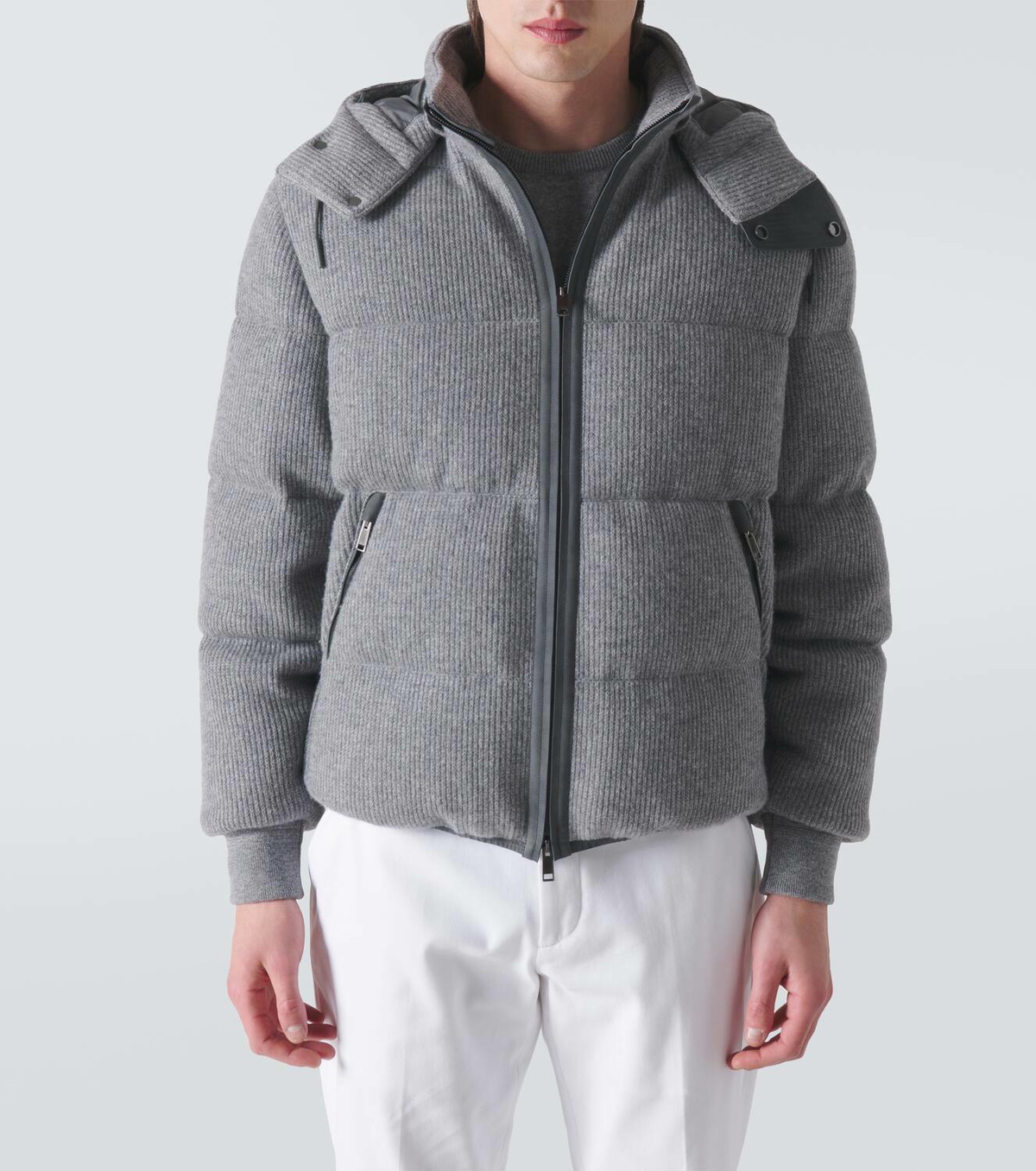 Zegna Ribbed-knit cashmere-blend down jacket Zegna