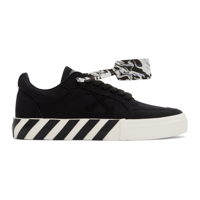 Photo: Off-White Black Canvas Vulcanized Low Sneakers