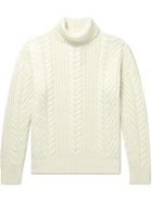 Hugo Boss - Nannos Cable-Knit Virgin Wool Rollneck Sweater - White