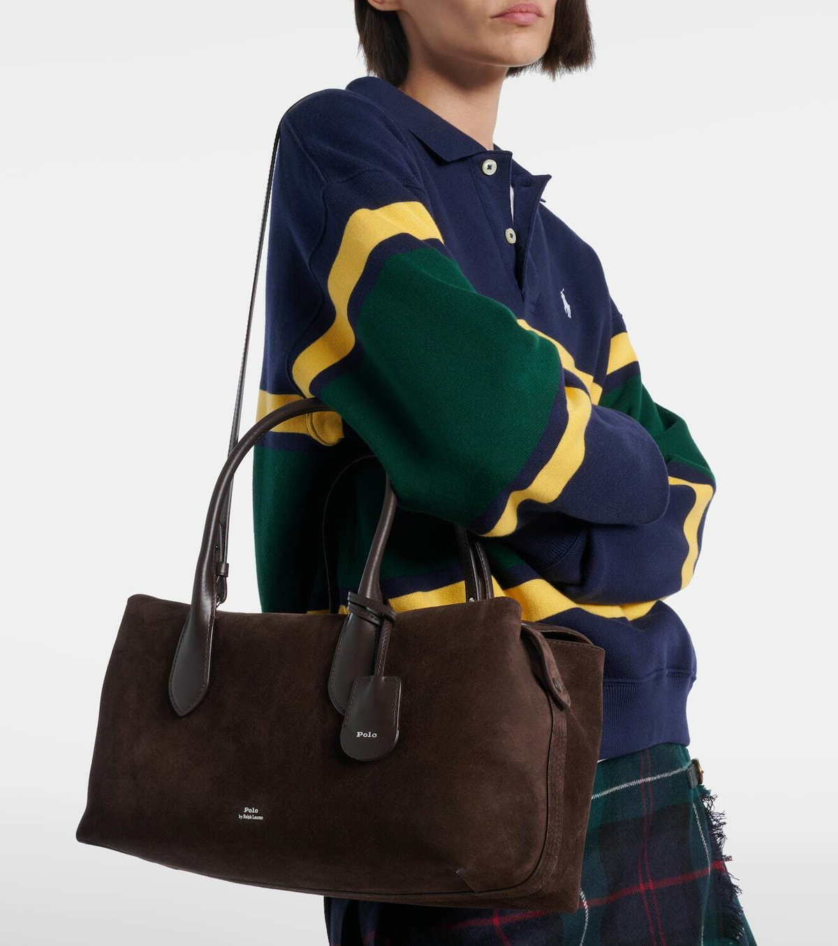 Polo Ralph Lauren Leather-trimmed suede duffel bag