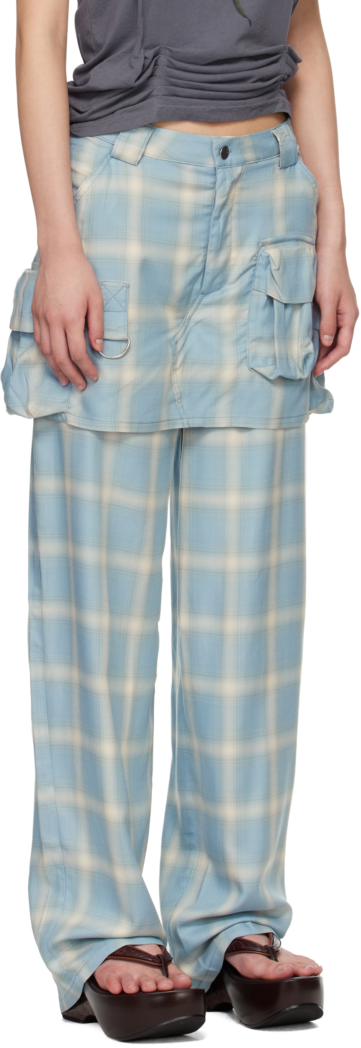 Collina Strada Blue Flannel Cargo Skirtpant